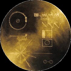 The Voyager Spacecraft carry a gold plated copper record that is etched with information about the Earth